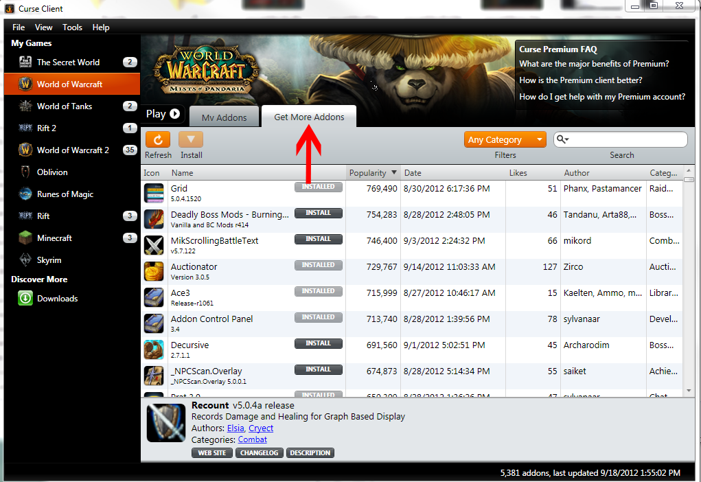 Wow addons download curse